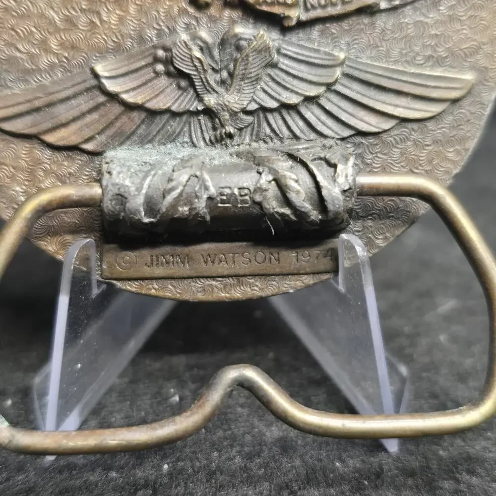 Enjoy Pot Captain Hawks Sky Patrol Jimmy Watson 1974 Vintage Brass Belt Buckle